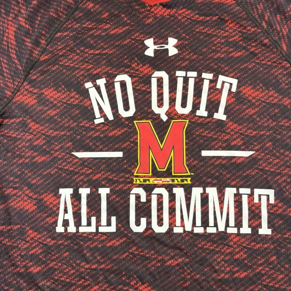 Maryland Terps Under Armour No Quit All Commit T Shirt Mens M Red Black Camo - Picture 2 of 7